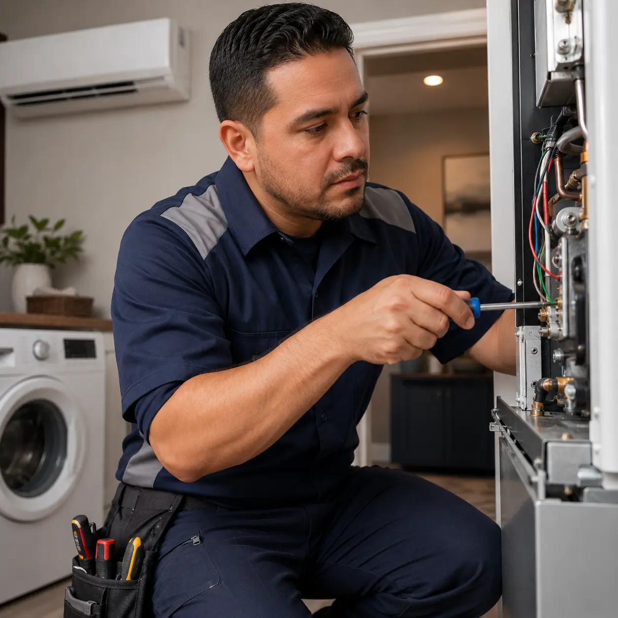 Servicio técnico reparando placa de electrodoméstico